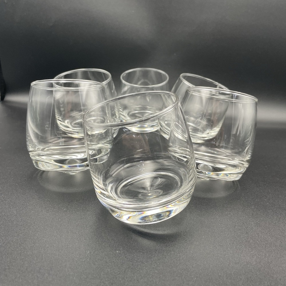 Set Of 6‎ Sagaform Selected Rocking Tilt Whiskey Clear Glasses  6 oz 3.5"
